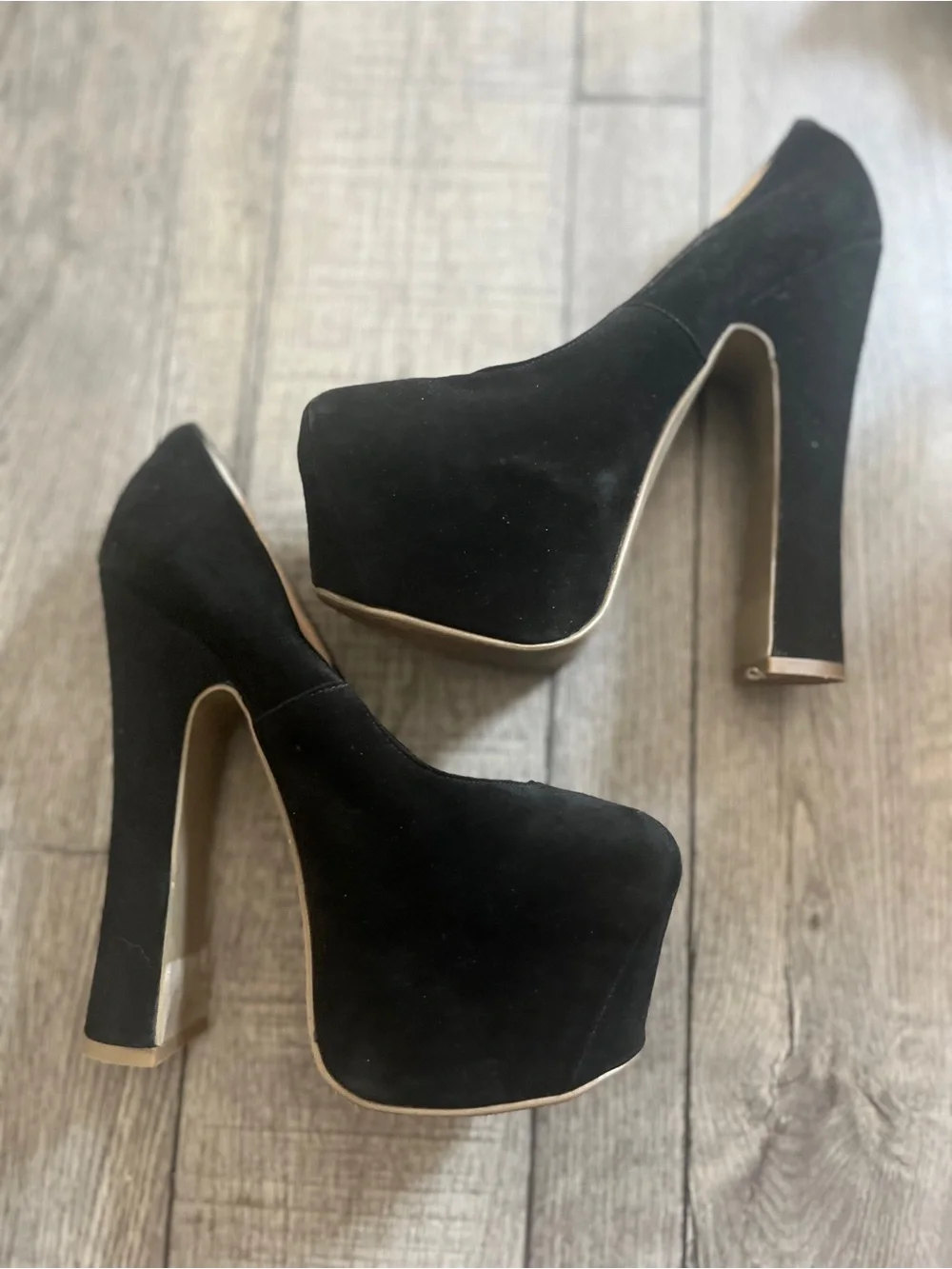 Dolce Vita Black Velvet Platform Pumps with High Block Heel